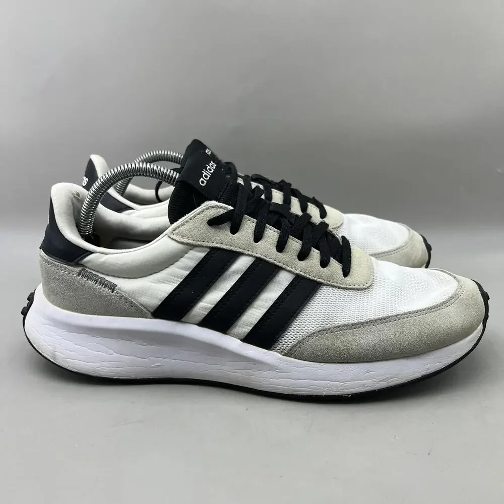 adidas Run 70s Running Shoes Men Size 10.5 White Black Comfort Low Top Sneakers